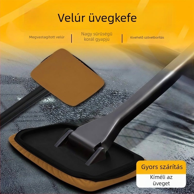 Autó szélvédő tisztító eszköz velúr korall plüss kendővel és párásodás elleni kefével