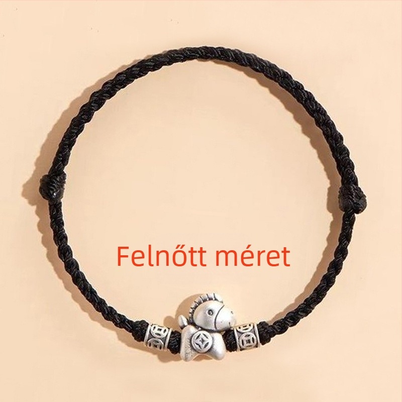 999 ezüst karkötő nőknek, a ló éve, piros zsinór, vonzza a vagyont és a szerencsét, vintage stílus