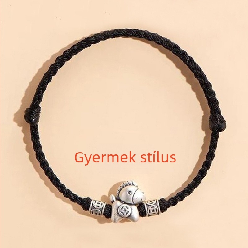 999 ezüst karkötő nőknek, a ló éve, piros zsinór, vonzza a vagyont és a szerencsét, vintage stílus