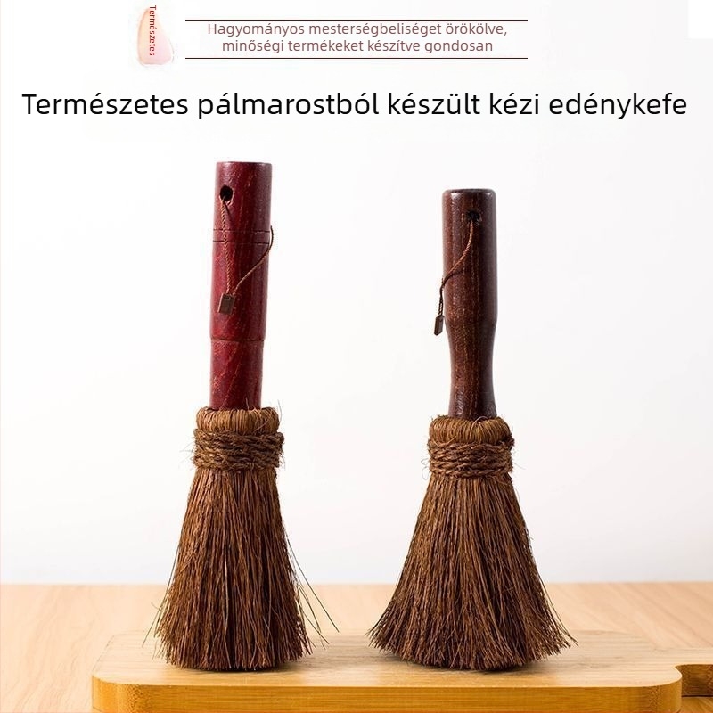 Nagy piros fogantyújú fazékecset pálma rostból