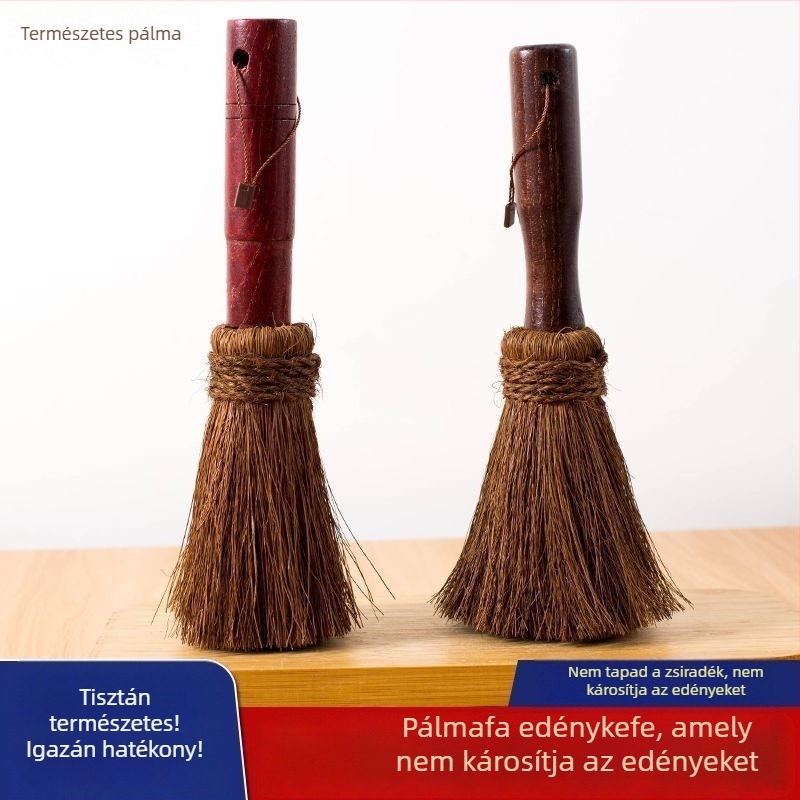 Nagy piros fogantyújú fazékecset pálma rostból