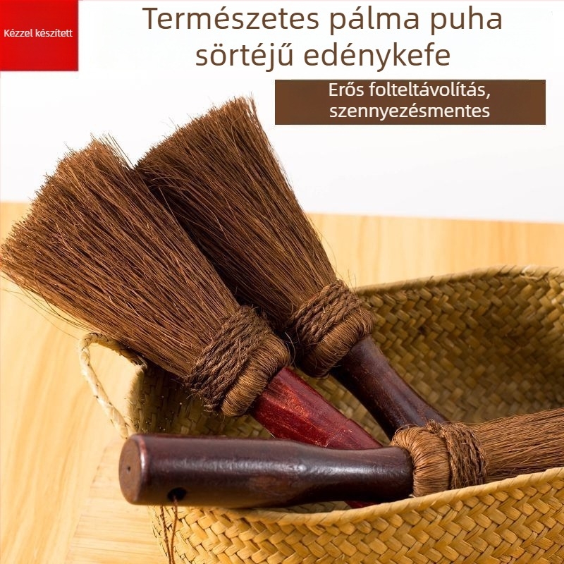 Nagy piros fogantyújú fazékecset pálma rostból