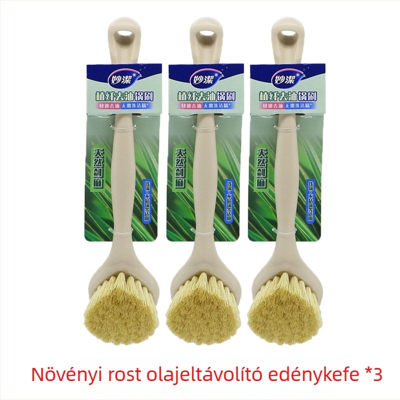 Miaojie hosszú nyelű fazékecset szizálrostból – konyhai tisztító ecset