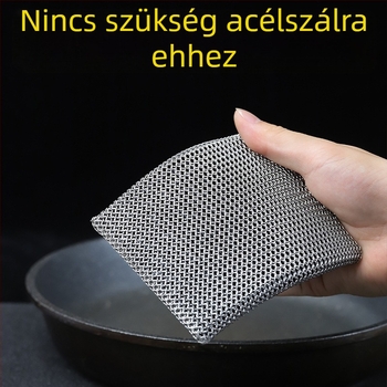 316-os rozsdamentes acélból készült fazék- és edénytisztító háló szilikon bevonattal, szálak nem bomlanak ki