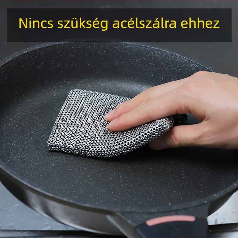 316-os rozsdamentes acélból készült fazék- és edénytisztító háló szilikon bevonattal, szálak nem bomlanak ki