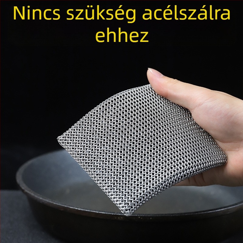 316-os rozsdamentes acélból készült fazék- és edénytisztító háló szilikon bevonattal, szálak nem bomlanak ki