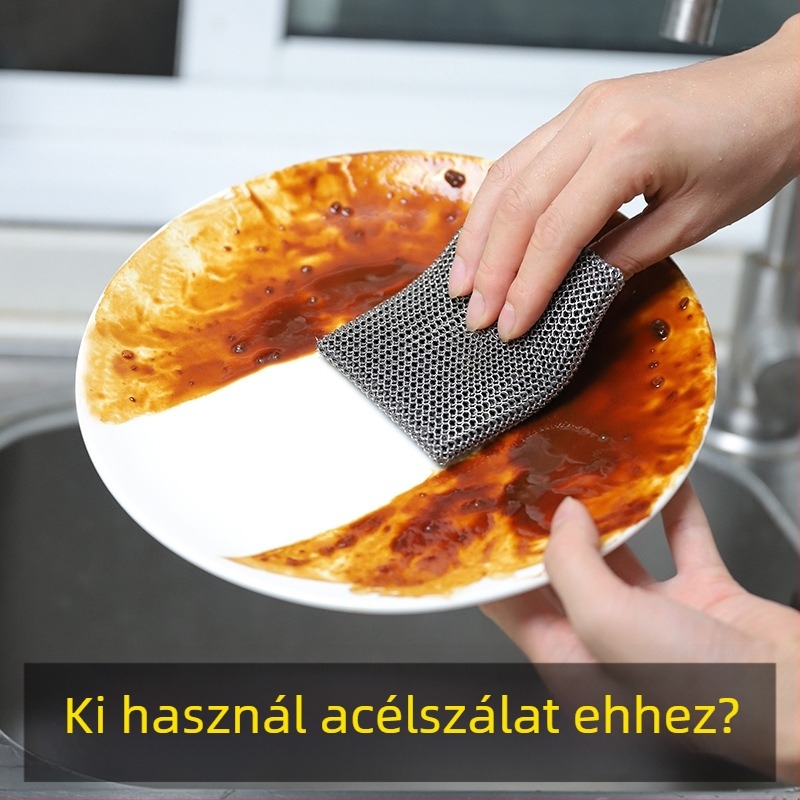 316-os rozsdamentes acélból készült fazék- és edénytisztító háló szilikon bevonattal, szálak nem bomlanak ki