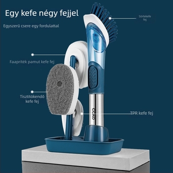 Hosszú nyelű edény- és mosogatókefe szivaccsal