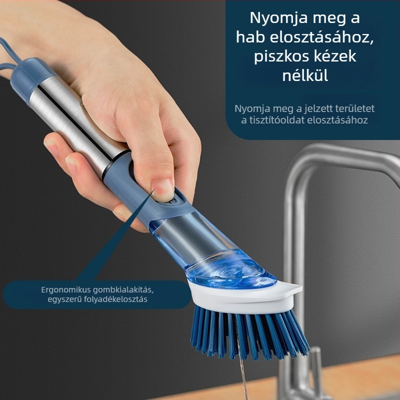 Hosszú nyelű edény- és mosogatókefe szivaccsal