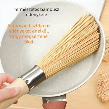 Természetes bambusz konyhai fazekak keféje – száraz és nedves tisztításra, nem karcolja az edényeket