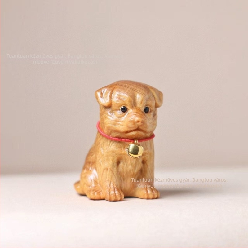 Ciprusfa faragott figurája: Zodiákus kutya, Golden Retriever, otthoni dekoráció