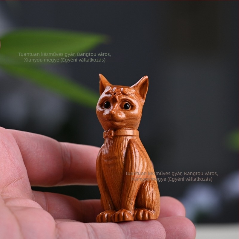 Ciprusfa faragott figurája: Zodiákus kutya, Golden Retriever, otthoni dekoráció
