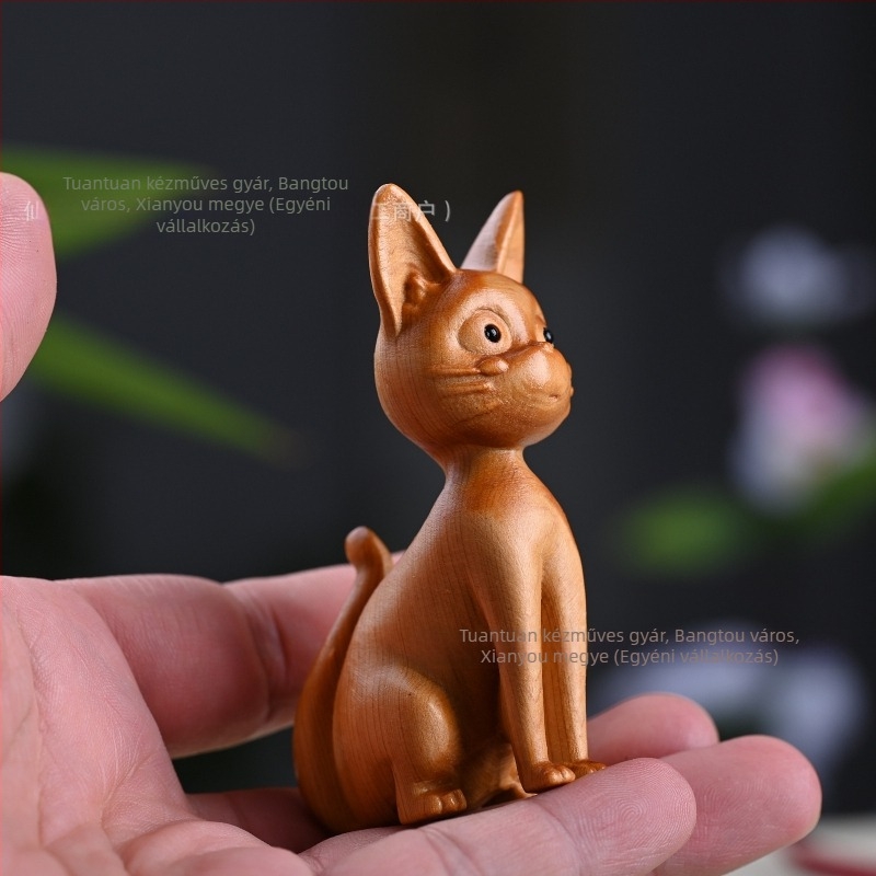Ciprusfa faragott figurája: Zodiákus kutya, Golden Retriever, otthoni dekoráció