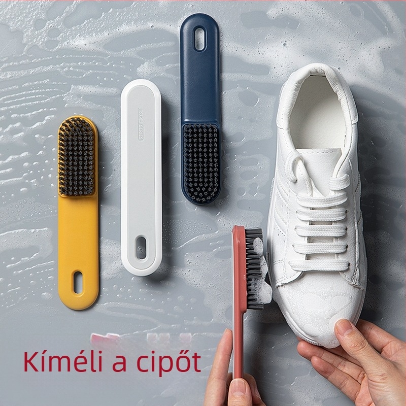 Többfunkciós cipőtisztító kefe puha sörtékkel, cipőt kímélő műanyag nyéllel