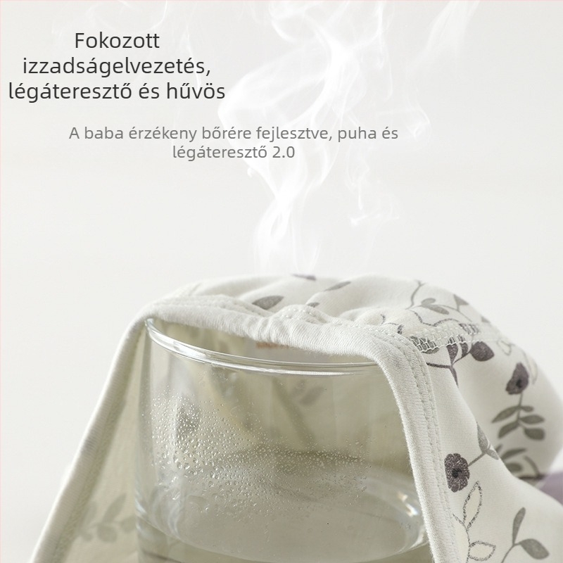 100% pamut babasapka kötővel, szélvédett fülvédővel, uniszex, minden évszakban (0-12 hónap)