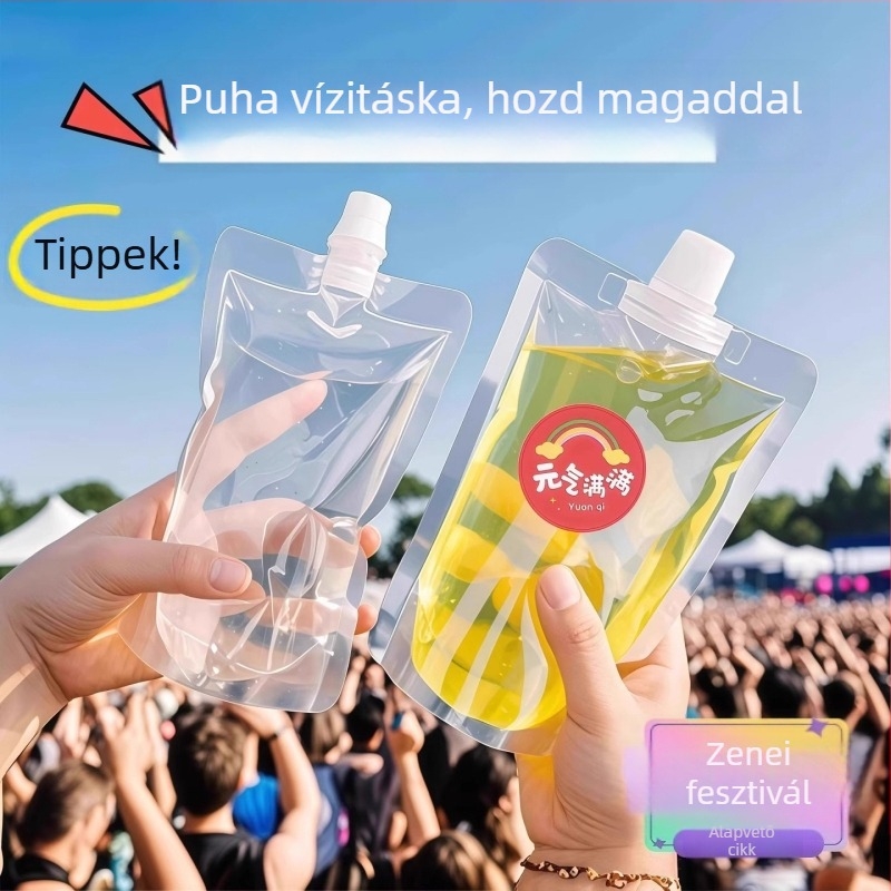 Kültéri zenei fesztiválhoz víztáska, hordozható puha víztáska, élelmiszer-minőségű
