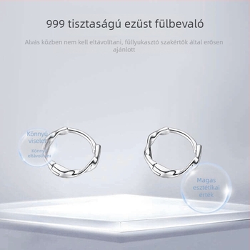 999 ezüst Mobius karika fülbevaló nőknek, minimalist dizájn