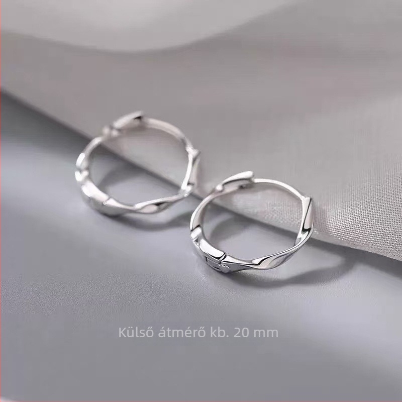 999 ezüst Mobius karika fülbevaló nőknek, minimalist dizájn