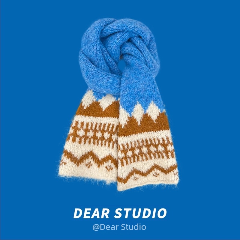 Női Fair Isle jacquard kötött sál, őszi-téli szezon, koreai hatás, meleg és sokoldalú, prémium minőségű