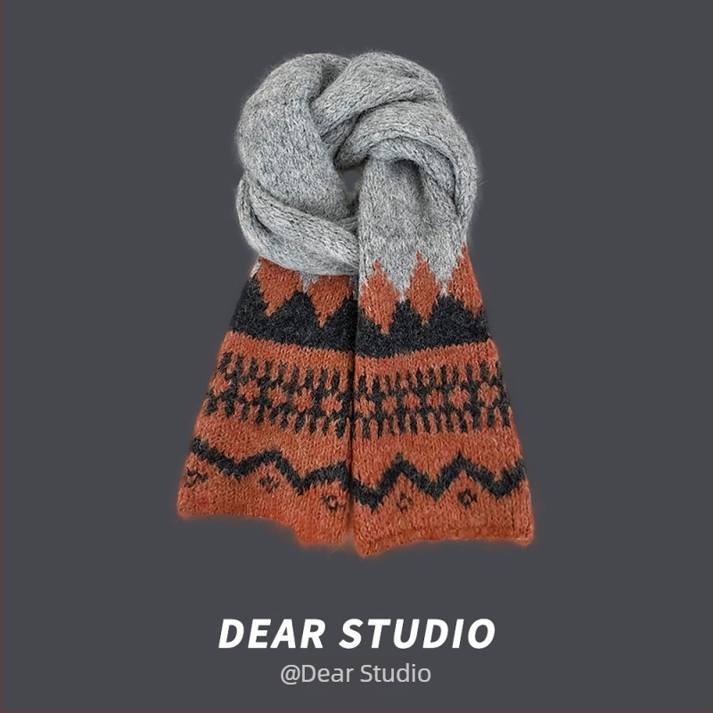 Női Fair Isle jacquard kötött sál, őszi-téli szezon, koreai hatás, meleg és sokoldalú, prémium minőségű
