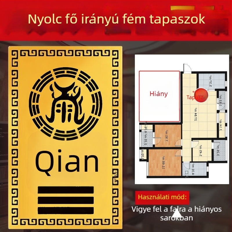 Fém nyolctrigrammos sarokdísz északnyugati hiányzó sarokhoz