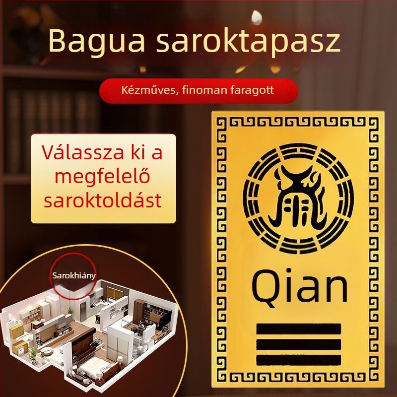 Fém nyolctrigrammos sarokdísz északnyugati hiányzó sarokhoz
