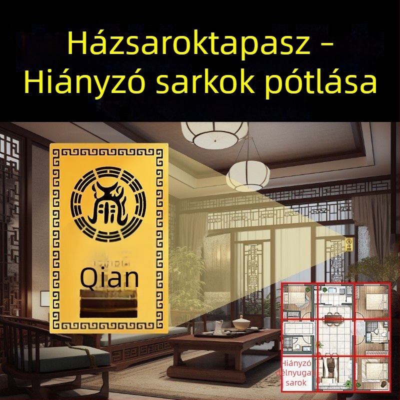 Fém nyolctrigrammos sarokdísz északnyugati hiányzó sarokhoz
