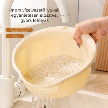 Rizs mosó szita finom lyukakkal, szivárgásmentes, konyhai, többfunkciós leeresztő kosár