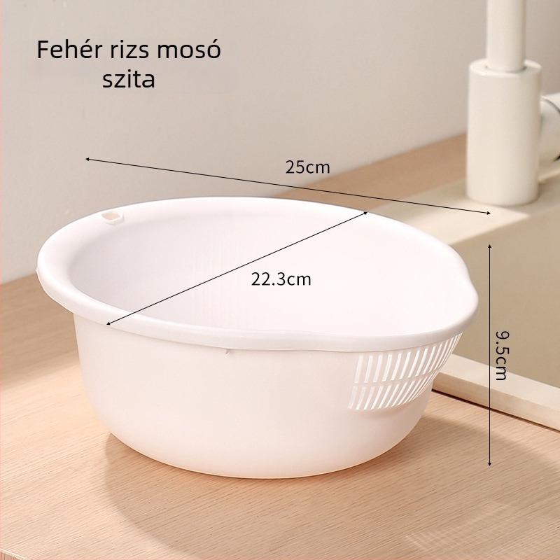 Rizs mosó szita finom lyukakkal, szivárgásmentes, konyhai, többfunkciós leeresztő kosár