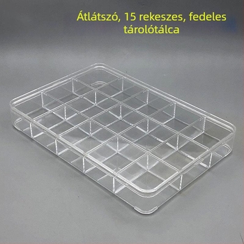 Átlátszó akril kijelző tálca ékszerek és gyöngyök számára, rekeszes tároló