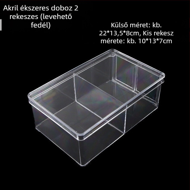 Átlátszó akril kijelző tálca ékszerek és gyöngyök számára, rekeszes tároló