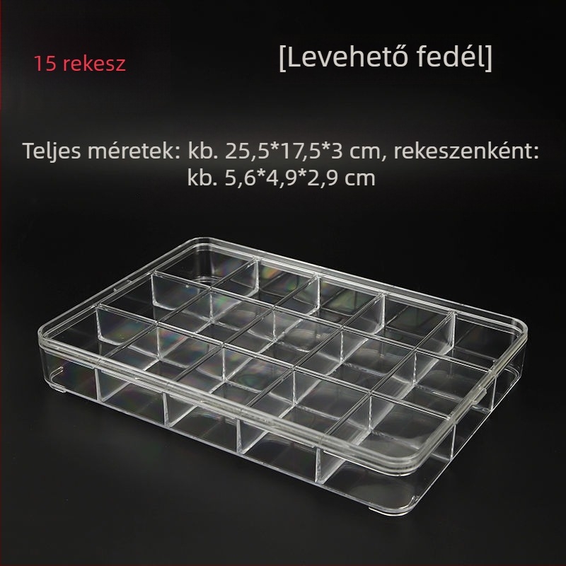 Átlátszó akril kijelző tálca ékszerek és gyöngyök számára, rekeszes tároló