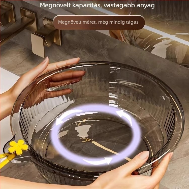 Átlátszó PET vastagított mosóedény arcápoláshoz, háztartási konyhai zöldségmosáshoz és tésztagyúráshoz — modern, letisztult kivitel
