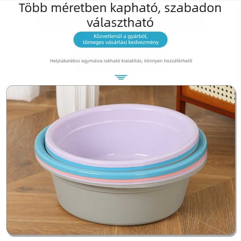 Nagy vastag falú műanyag mosómedence háztartási használatra – lábmosáshoz, ruhák mosásához, zöldségek tisztításához, babafürdőzéshez és arcmosáshoz