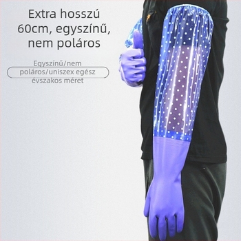 60 cm hosszú gumikesztyűk háztartási munkákhoz, vízállóak, hosszított kivitel a konyhai mosogatáshoz