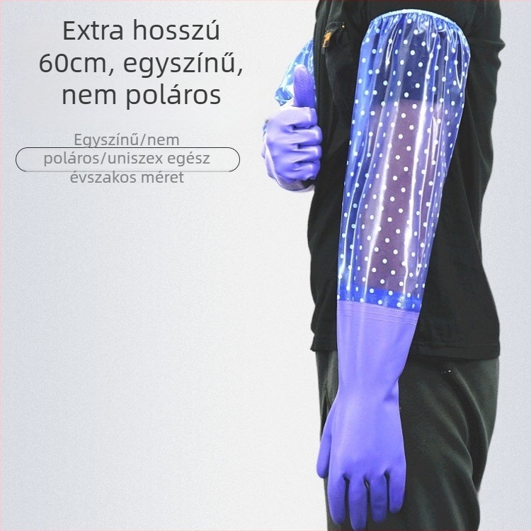 60 cm hosszú gumikesztyűk háztartási munkákhoz, vízállóak, hosszított kivitel a konyhai mosogatáshoz