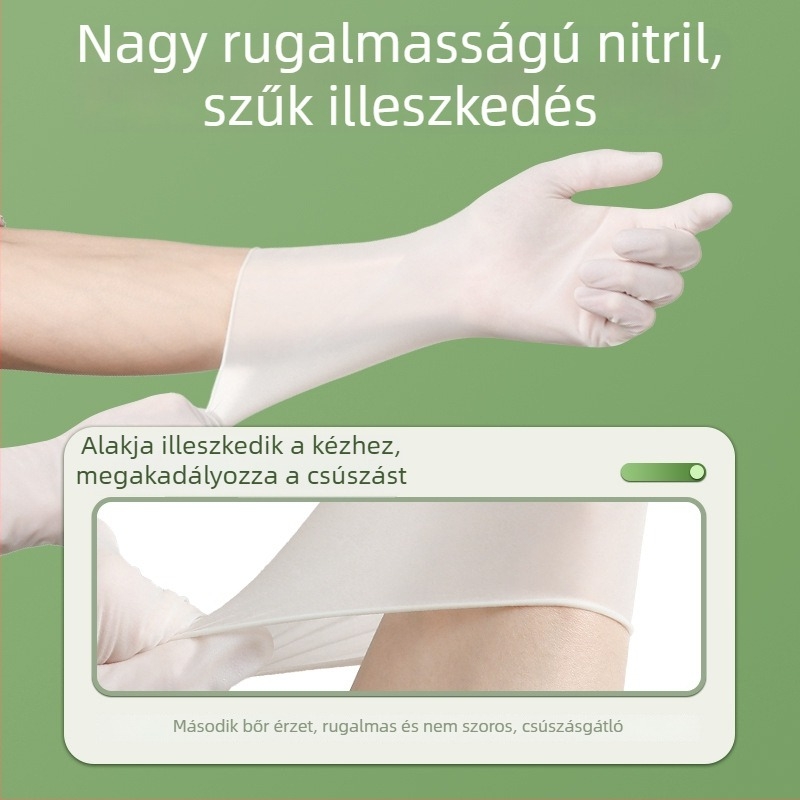 Egyszer használatos nitril kesztyűk háztartási tisztításra és mosogatáshoz, élelmiszer-minőség, vastag és vízálló