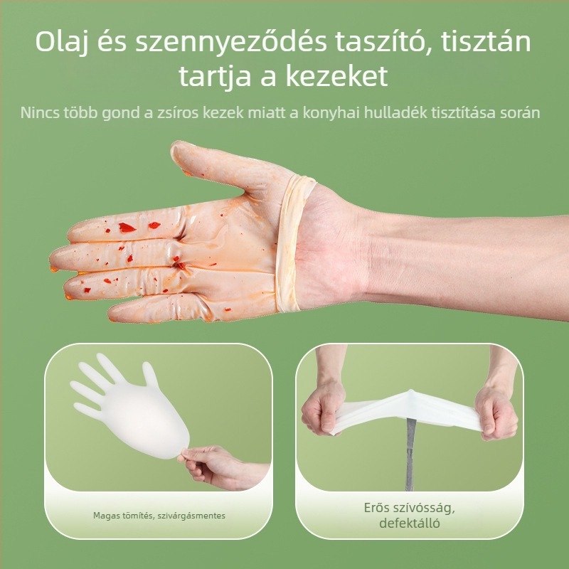 Egyszer használatos nitril kesztyűk háztartási tisztításra és mosogatáshoz, élelmiszer-minőség, vastag és vízálló
