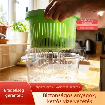 Két szintes, forgó leeresztő kosár zöldségek és gyümölcsök számára, konyhai tároló