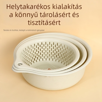 Háromszintes műanyag leeresztő kosár gyümölcsök és zöldségek számára, konyhai mosókosár, multifunkcionális