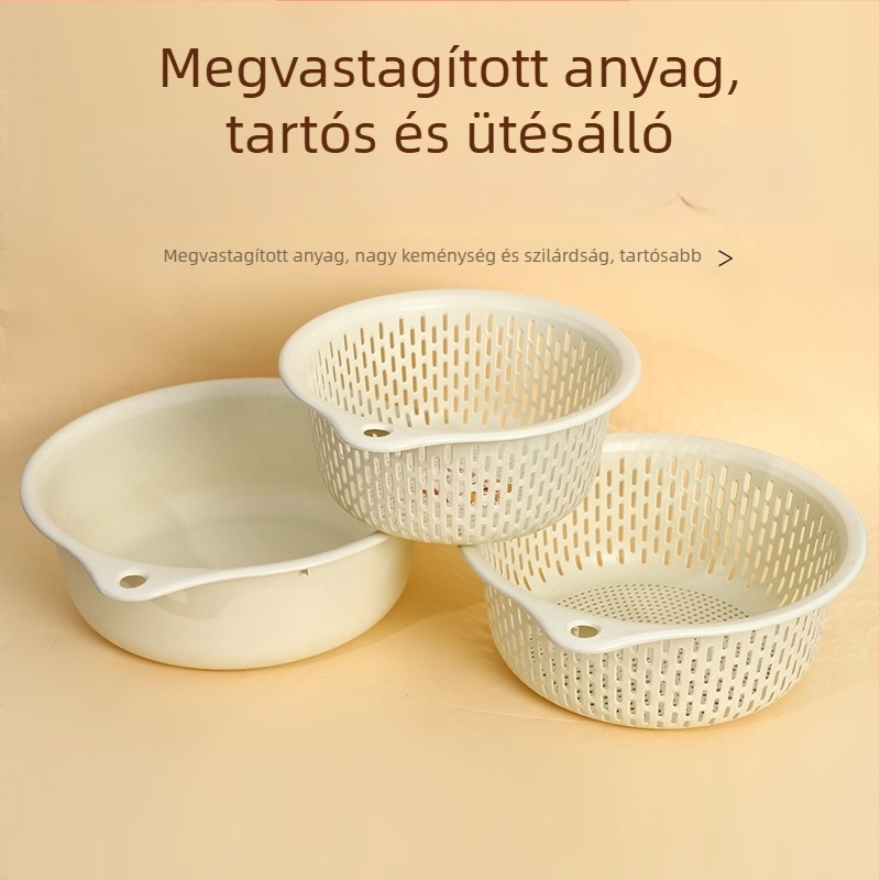 Háromszintes műanyag leeresztő kosár gyümölcsök és zöldségek számára, konyhai mosókosár, multifunkcionális