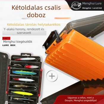 Kétszárnyú hordozható csali-doboz 14 rekesz, két rétegű