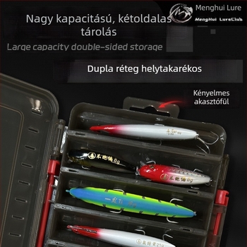 Kétszárnyú hordozható csali-doboz 14 rekesz, két rétegű