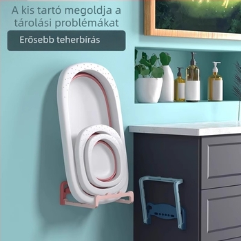 Összecsukható falra szerelhető mosdó- és lábfürdő tartó, fúrás nélkül, fürdőszobai tároló