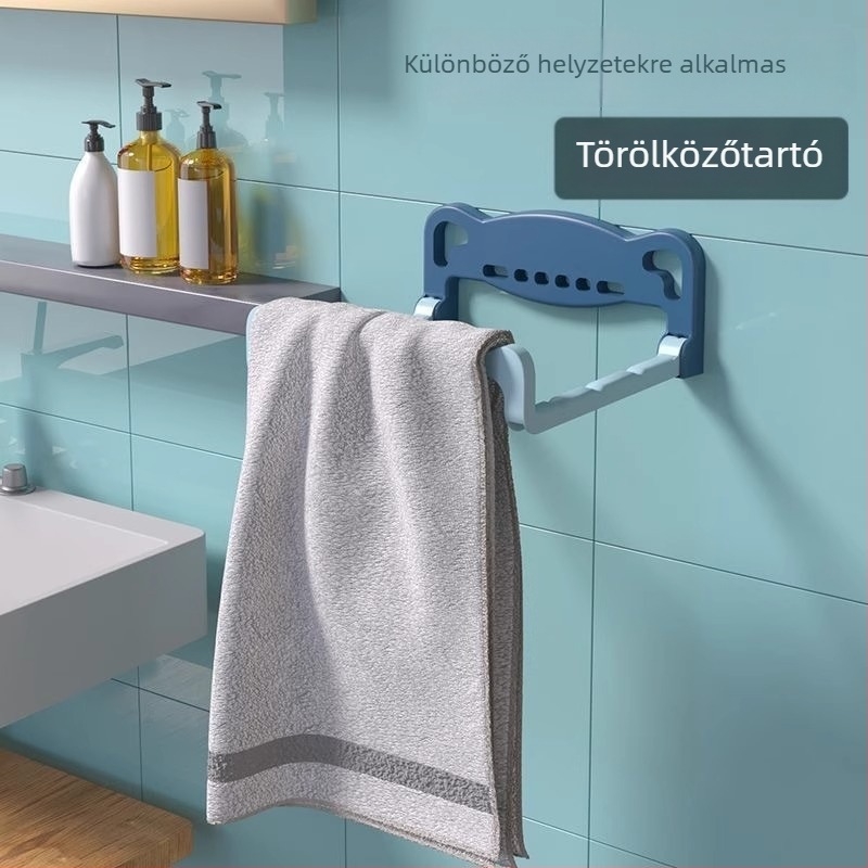 Összecsukható falra szerelhető mosdó- és lábfürdő tartó, fúrás nélkül, fürdőszobai tároló