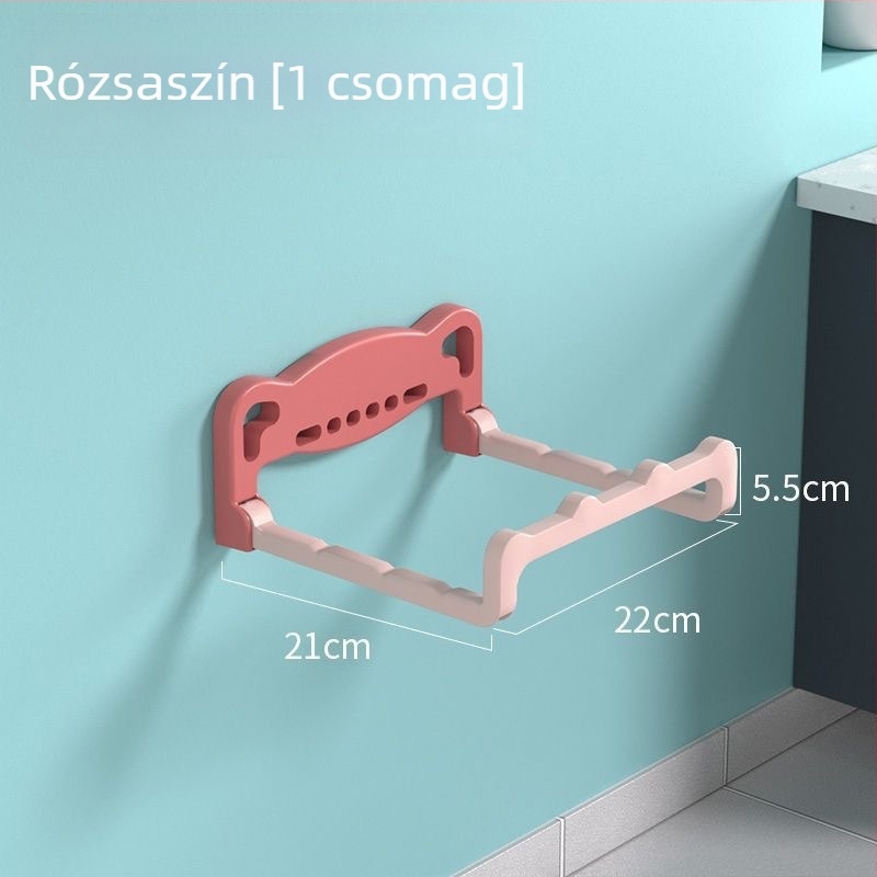 Összecsukható falra szerelhető mosdó- és lábfürdő tartó, fúrás nélkül, fürdőszobai tároló