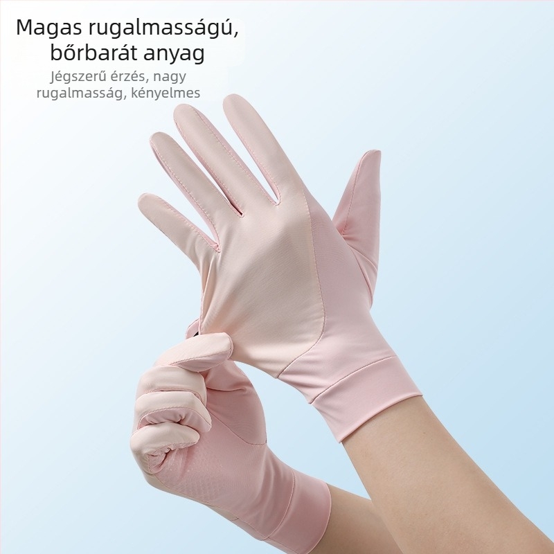 Uniszex kesztyű UV-védelmet és Ice Silk lélegző anyagot használ, kültéri kerékpár- és vezetési célokra – csúszásmentes, érintőkijelző-kompatibilis