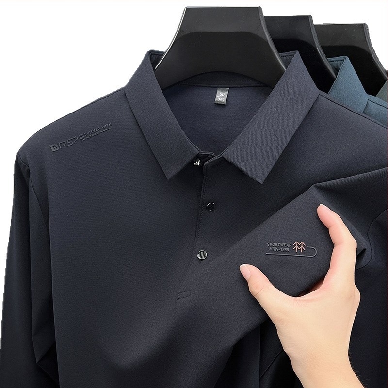 Férfi hosszú ujjú polo póló tavasz-őszre, új modell, üzleti kasual stílus, elegáns és magas minőségű, 2025-ös trend