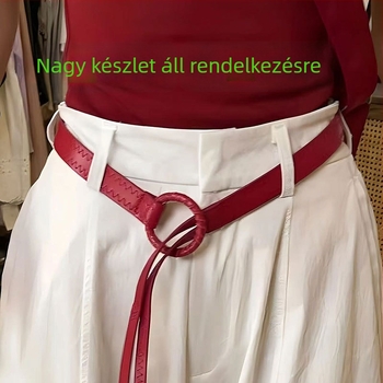 Női dekoratív csomós öv, koreai stílusú, PU bőr, vékony szíj, ruhához, retro hangulat, halszálka varrás