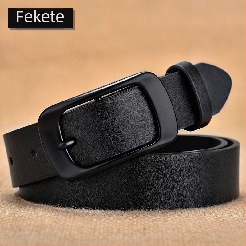 Női öv műbőrből, fekete, egyszerű, sokoldalú dizájn, tűcsattal ellátott, farmerhez